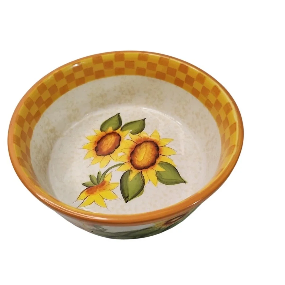 Temp-tations Country Sunflower Ceramic 1.5 qt Round Baker w/ Trivet & Wire Rack